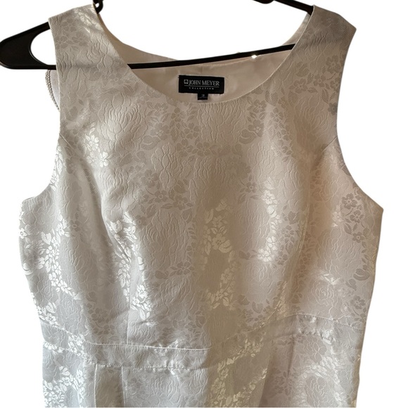 John Meyer Collection  Plus Size Jacquard Floral Textured White Formal Dress - Picture 5 of 15